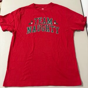 Holiday Time Men's Team Naughty Christmas T Shirt Red Green M Soft Holiday